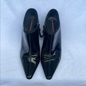 Prada Glossy Black Ankle Booties